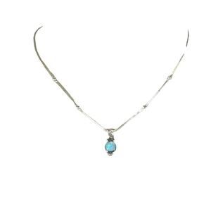Dainty Opal and Liquid Silver Necklace Contemporary